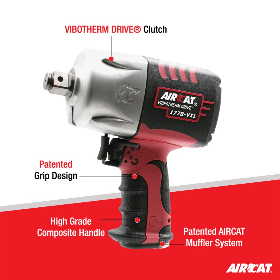 AIRCAT Pneumatic Tools 1778-VXL 3/4-Inch Vibrotherm Drive Composite Impact Wrench 1700 ft-lbs