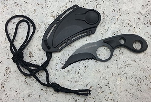 5.5" Karambit Black MINI NECK Carbon Steel Sharp Tactical Fixed Blade Knife Claw Hunting Fishing Survival Necklace HK07