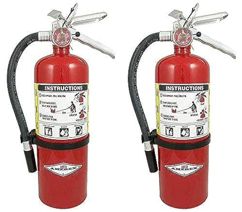 Amerex B402 5 lb. ABC Dry Chemical Class A B C Fire Extinguisher, with Wall Bracket, 2 Pack