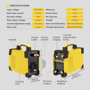 QPKING Inverter Welder M508 ARC-200 DC, 20-160Amp IGBT Welding Machine Kit, AC 110V/220V Dual Voltages Portable Electric Welder