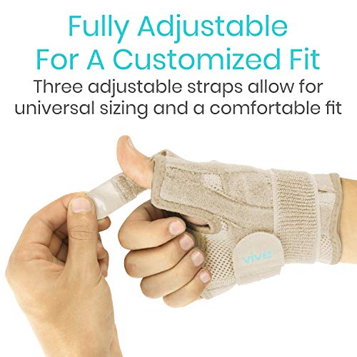 Vive Thumb & Wrist Brace for Right or Left Hand - Spica Splint Brace for Carpal Tunnel, Tendonitis, & Arthritis in Hands or Fingers - Compression Support for Women Men - Stabilizer Relief for Bowling