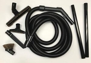 compatible replacement for some shop vac and ridgid style vacuum cleaners crushproof commercial grade hose with tool set. has 2 1/4" machine end coupling and uses the standard 1 1/4" hose attachments