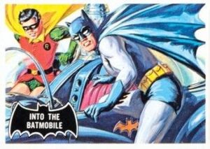 1966 topps batman black bat (non-sports) card#8 into the batmobile of the grade very good/excellent