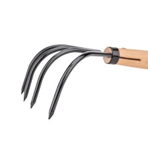 Nisaku by Sun Joe NJP555 Kumade Gohondume 5 Tine Claw Rake and Cultivator 4.75-Inch Width, Japanese Carbon Stainless Steel Prongs