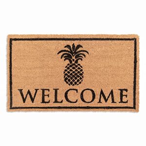avera products | classic pineapple welcome mat, natural coir fiber doormat, anti-slip mat backing