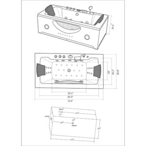 Whirlpool bathtub hydrotherapy black hot tub double pump with 24 jets HYPNOTIC