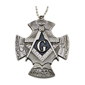 Square & Compass with Working Tools Masonic Knife Pendant - [Antique Silver]