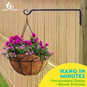 Hanging Planters for Outdoor Plants, 4 Pack 14" Metal Hanging Baskets for Plants Outdoor, Large Hanging Flower Pots for Outside with Coco Liners Outdoor Hanging Planter for Porch Hanging Flower Basket