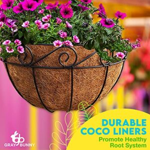 Hanging Planters for Outdoor Plants, 4 Pack 14" Metal Hanging Baskets for Plants Outdoor, Large Hanging Flower Pots for Outside with Coco Liners Outdoor Hanging Planter for Porch Hanging Flower Basket