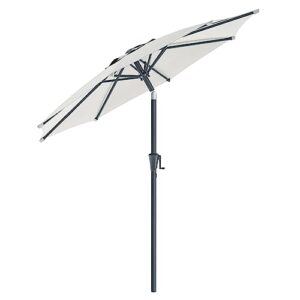 songmics patio umbrella, 9 ft outdoor table umbrella, deck umbrella, with 8 ribs, upf 50+, 30° dual-tilt system, base not included, for patio, garden, pool, white ugpu09bev1