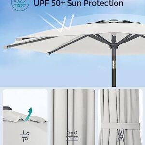 SONGMICS Patio Umbrella, 9 ft Outdoor Table Umbrella, Deck Umbrella, with 8 Ribs, UPF 50+, 30° Dual-Tilt System, Base Not Included, for Patio, Garden, Pool, White UGPU09BEV1