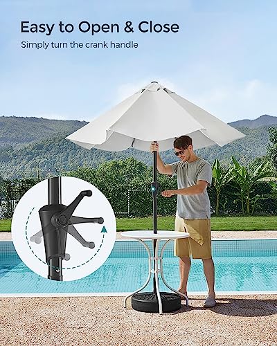 SONGMICS Patio Umbrella, 9 ft Outdoor Table Umbrella, Deck Umbrella, with 8 Ribs, UPF 50+, 30° Dual-Tilt System, Base Not Included, for Patio, Garden, Pool, White UGPU09BEV1