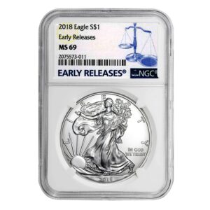 2018 american silver eagle early releases $1 ms-69 ngc