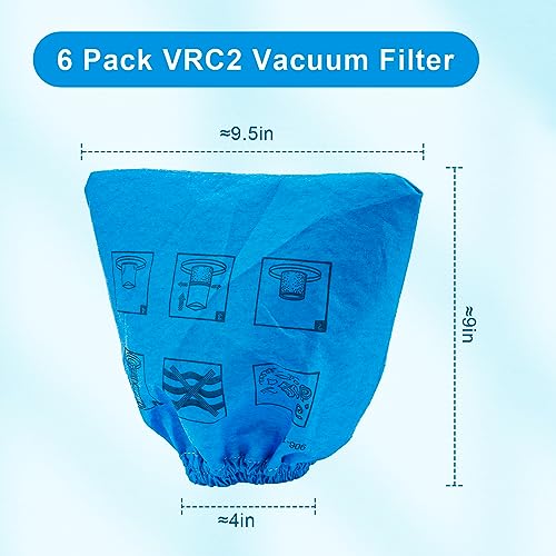 Ximoon VRC2 Cloth Filter Replacements Vacmaster Wet/Dry Vacuums (1.5 to 3.2 gallon) for Armor All AA155 AA255 AA255W AA256 VOM205P 0901-6 Pack