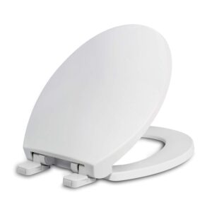 wssrogy elongated toilet seat with lid, quiet close, fits standard elongated or oblong toilets, slow close seat and cover, oval, white