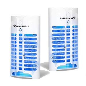 lightsmax x2 indoor bug zapper flying insect killer using unique uv light trap technology & sensor | electronic fly repeller/repellent, electric plug-in lamp pest control for gnat & mosquitoes