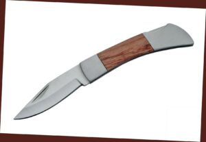 folding pocket knife low-cost small silver carbon sharp blade wood classic lockback hunter knife