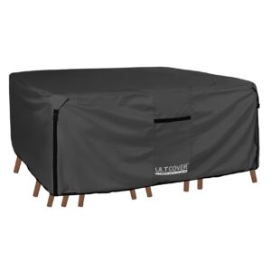 ultcover 600d tough canvas durable rectangular patio table and chair cover - waterproof outdoor general purpose furniture covers 88lx62wx28h inch, black