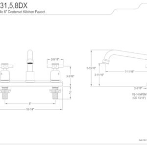 Kingston Brass FB2138DX Concord 8" Centerset Kitchen Faucet, Brushed Nickel