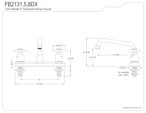 Kingston Brass FB2138DX Concord 8" Centerset Kitchen Faucet, Brushed Nickel