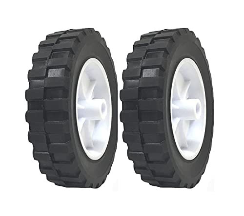 2 Pack - 6" x 1.5" Solid Rubber Flat Free Tire Hand Truck Plastic Wheel - – 1/2" Axle Hole - 70 lbs Capacity