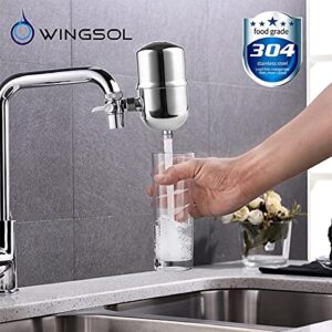 WINGSOL Filter Cartridge, Compatible with Engdenton model#PR-FM-001 ASIN#B07DCMD991, Improve Taste Long-Lasting High-Flow, WS-FM001-PAC /-CRM /-PC /-5in1, 1 Pack, Faucet Filter Replacement Cartridge