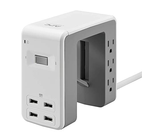 APC Desk Mount Power Station PE6U4W, U-Shaped Surge Protector with USB Ports (4), Desk Clamp, 6 Outlet, 1080 Joules