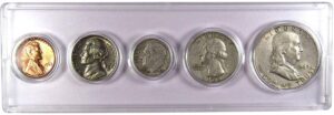 1944 year set 5 coins in ag about good or better condition collectible gift set