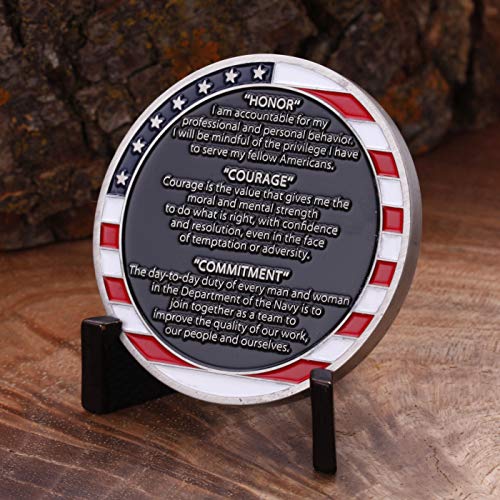 Navy Core Values Challenge Coin - United States Navy Challenge Coin - Amazing USN Navy Military Coin - Designed by Military Veterans!