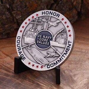 Navy Core Values Challenge Coin - United States Navy Challenge Coin - Amazing USN Navy Military Coin - Designed by Military Veterans!