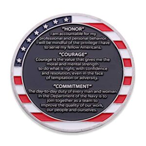 Navy Core Values Challenge Coin - United States Navy Challenge Coin - Amazing USN Navy Military Coin - Designed by Military Veterans!