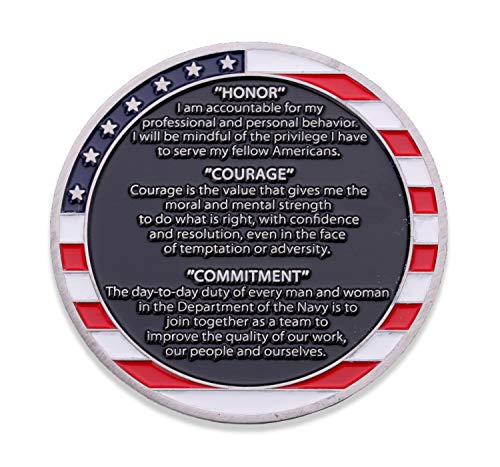 Navy Core Values Challenge Coin - United States Navy Challenge Coin - Amazing USN Navy Military Coin - Designed by Military Veterans!