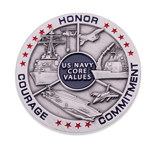 Navy Core Values Challenge Coin - United States Navy Challenge Coin - Amazing USN Navy Military Coin - Designed by Military Veterans!