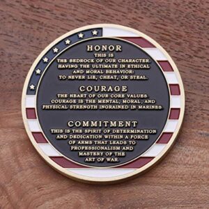 Marine Corps Core Values Challenge Coin - USMC Challenge Coin - Amazing US Marines Military Coin - Designed by Marines for Marines & Veterans!