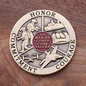 Marine Corps Core Values Challenge Coin - USMC Challenge Coin - Amazing US Marines Military Coin - Designed by Marines for Marines & Veterans!