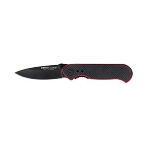 ergo chef 5025 compact pocket knife edc straight edge tactical/utility knife reversible pocket clip g10 textured handle - chef gear, black and red