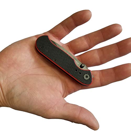 Ergo Chef 5025 Compact Pocket Knife EDC Straight Edge Tactical/Utility Knife Reversible pocket clip G10 Textured Handle - Chef Gear, Black and Red