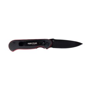 Ergo Chef 5025 Compact Pocket Knife EDC Straight Edge Tactical/Utility Knife Reversible pocket clip G10 Textured Handle - Chef Gear, Black and Red