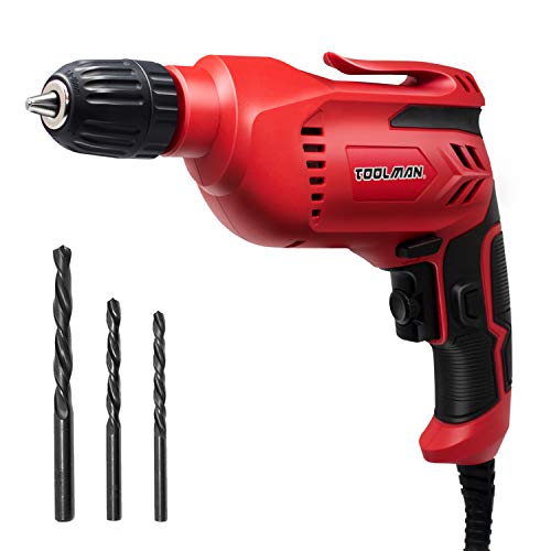 Toolman Electric Power Drill Driver 3/8" Variable Speed For Heavy Duty Corded DB5207