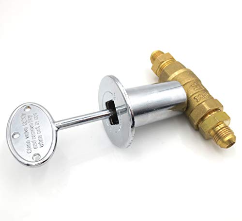 METER STAR 1/2Inch Straight Quarter Turn Shut-Off Valve Kit for NG LP Gas Fire Pits with Chrome Flange Key Valve with 3/8" Flare Adapters