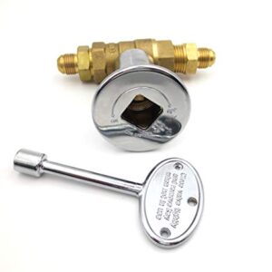 METER STAR 1/2Inch Straight Quarter Turn Shut-Off Valve Kit for NG LP Gas Fire Pits with Chrome Flange Key Valve with 3/8" Flare Adapters