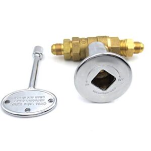 METER STAR 1/2Inch Straight Quarter Turn Shut-Off Valve Kit for NG LP Gas Fire Pits with Chrome Flange Key Valve with 3/8" Flare Adapters