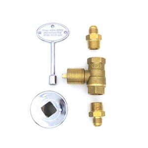 METER STAR 1/2Inch Straight Quarter Turn Shut-Off Valve Kit for NG LP Gas Fire Pits with Chrome Flange Key Valve with 3/8" Flare Adapters