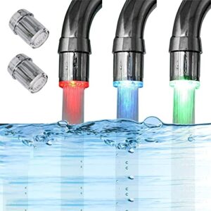 2 package 3-color temperature sensitive gradient led water faucet light water stream color changing faucet tap sink faucet for kitchen and bathroom