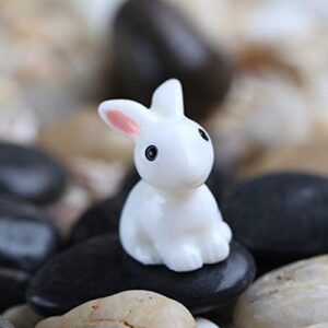 CHoppyWAVE Garden Miniature Ornaments 10Pcs Lovely Rabbit Resin Crafts Miniature Bonsai Plants Landscape Garden Decor - White