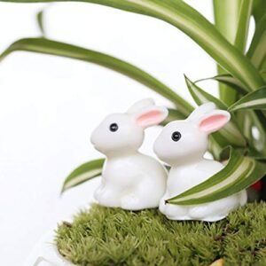 CHoppyWAVE Garden Miniature Ornaments 10Pcs Lovely Rabbit Resin Crafts Miniature Bonsai Plants Landscape Garden Decor - White