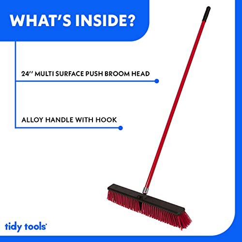 Tidy Tools Large 24'' Multi-Surface Push Broom with Alloy Handle