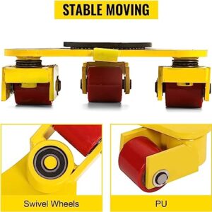 OrangeA Industrial 6600Lbs Capacity Skates 3 Swivel Rollers 360 Degree Rotation Machinery Mover Dolly for Transporting (3 T)