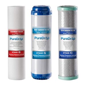 puredrop 10 in. x 2.5 in. standard reverse osmosis replacement pre-filter pack (6 month), white, (pdr-f3)
