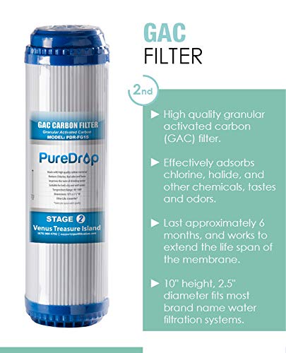 PureDrop 10 In. x 2.5 In. Standard Reverse Osmosis Replacement Pre-Filter Pack (6 Month), White, (PDR-F3)